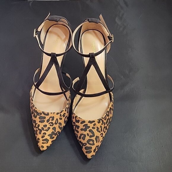 CHRISTIAN SIRIANO LEOPARD PRINT ADJUSTABLE ANKLE STRAP POINTED TOE SHOE - Picture 5 of 16